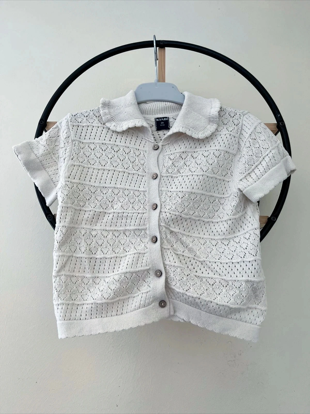 24 mois 2 ans Teeshirt a col maille crochet crème Kiabi